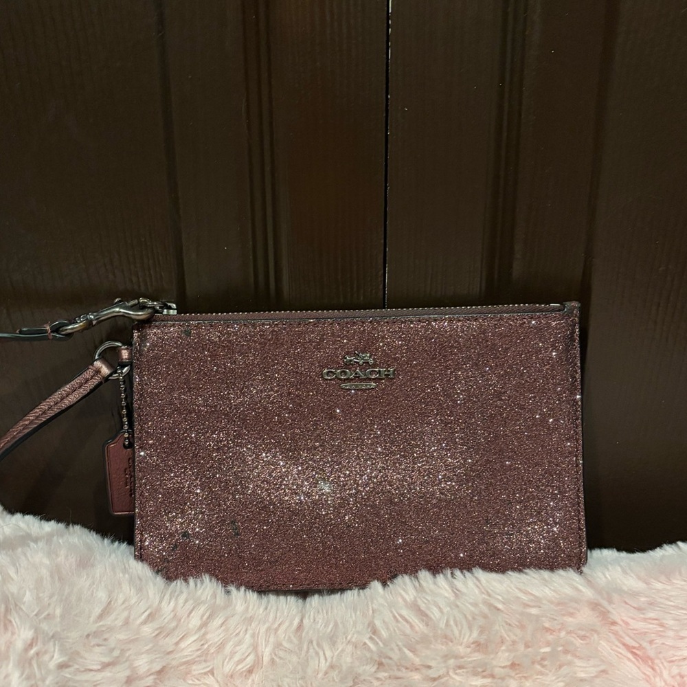 Coach Metallic Cherry Glitter Wristlet